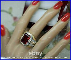 4 CT Red Ruby Mens Antique Art Deco Vintage Band Ring 14k Yellow Gold Finish