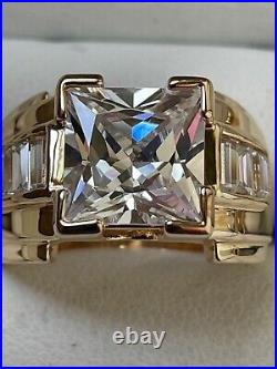 5Ct Princess Cut Lab Created Diamond Engagement Ring 14K Yellow Gold Plated