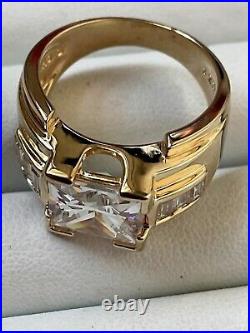 5Ct Princess Cut Lab Created Diamond Engagement Ring 14K Yellow Gold Plated