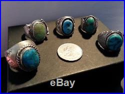 5 Vintage Southwestern Turquoise Rings Jewelry Tribal Lot Collection Mens/Ladies