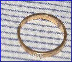 60s VINTAGE 14K SOLID GOLD FANCY SCALLOP PATTERN WEDDING 3mm Wide BAND Sz 6