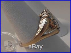 798e Vintage Mens Heavy 9ct Gold Aprox 1 Carat Diamond Zirconia Ring Size Q 1/2