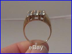 798e Vintage Mens Heavy 9ct Gold Aprox 1 Carat Diamond Zirconia Ring Size Q 1/2