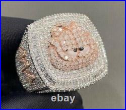 7Ct Round Men's letter VVS1 Moissanite Custom Ring 14k White Rose Gold Plated