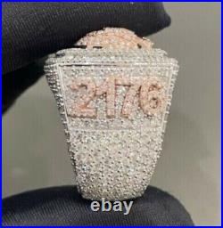7Ct Round Men's letter VVS1 Moissanite Custom Ring 14k White Rose Gold Plated