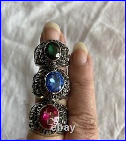 7 Vintage SAMPLE ArtCarved Class Rings Plated Metals Multiple Sizes & Stones