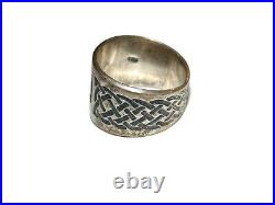 925 Men's Vintage Estate Celtic Knots Sterling Silver Ring Signet Size 11.5
