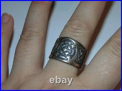 925 Men's Vintage Estate Celtic Knots Sterling Silver Ring Signet Size 11.5