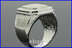 925 Silver 2CT Men's Simulated Diamond Engagement Wedding Pinky Solid Ring