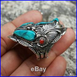 925 Silver Blue Turquoise Ring Men Women Vintage NAVAJO American Indian