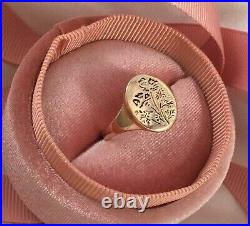 925 Silver Yellow Gold Plated Vintage Jewelry Signet Men's Ring Botanical Design
