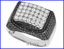 925 Sterling Silver 6.00 Ct Round Cut Black Simulated Diamond Men's Pinky Ring