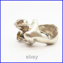 925 Sterling Silver Vintage Begging Nude Man Sculpted Figurine Ring Size 6