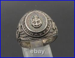 925 Sterling Silver Vintage United States Navy Dark Tone Ring Sz 9 RG22319