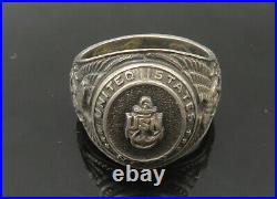 925 Sterling Silver Vintage United States Navy Dark Tone Ring Sz 9 RG22319