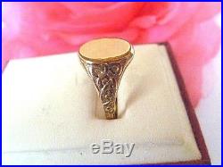 9K Gold Vintage Mens or Ladies Signet Ring-Celtic Design shoulders-101/2