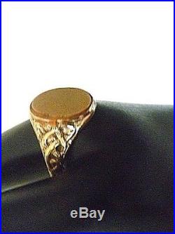 9K Gold Vintage Mens or Ladies Signet Ring-Celtic Design shoulders-101/2