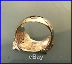 9ct GOLD Men's Detailed Vintage DOG/RABBIT Style Ring Size X Weight 17.1g Heavy