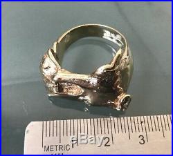 9ct GOLD Men's Detailed Vintage DOG/RABBIT Style Ring Size X Weight 17.1g Heavy