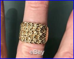 9ct GOLD Men's Detailed Vintage KEEPER Style Ring Size U Weight 9.2g Stamped