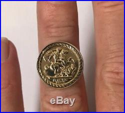 9ct Gold Men's/Women's Vintage Coin/Medal Ring Stamped W2.1g St. George Size Q
