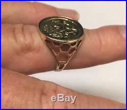 9ct Gold Men's/Women's Vintage Coin/Medal Ring Stamped W2.1g St. George Size Q