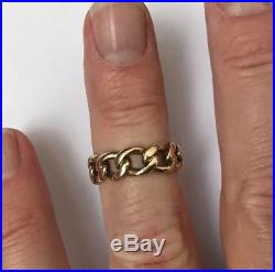9ct Gold Vintage I. D Style Men's Solid Gold Ring Weight 4.23g Size M Width 6mm