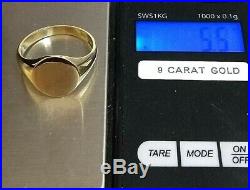 9ct Gold Vintage Signet Ring Mans / Gents Not Filled/Plated REAL GOLD size T