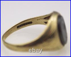 9ct Mens Ring Yellow Gold Haematite Intaglio Jewellery Jewelry Sz X Vintage 9K