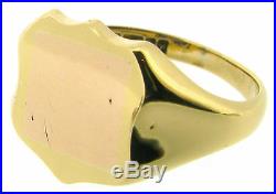 9ct yellow gold signet rings shield masonic craft size R mens ladies vintage