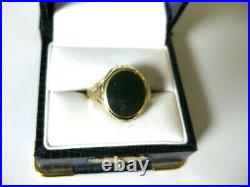 ANTIQUE ESTATE 14K YELLOW GOLD MENS SIGNET-RING with NATURAL BLOODSTONE