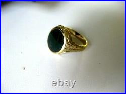 ANTIQUE ESTATE 14K YELLOW GOLD MENS SIGNET-RING with NATURAL BLOODSTONE
