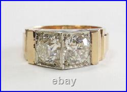 AWESOME VINTAGE MAN's 14K GOLD & TWO 1.50ct DIAMONDS PINKY RING SIZE 10
