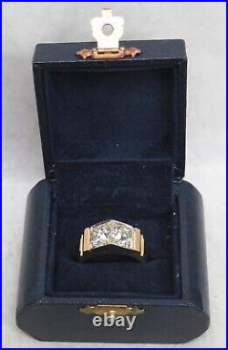 AWESOME VINTAGE MAN's 14K GOLD & TWO 1.50ct DIAMONDS PINKY RING SIZE 10
