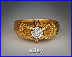 A Vintage Diamond Solitaire Gold Men's Ring