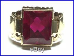 Amazing Vintage Mens 10K Yellow Gold Ruby Ring Size 10 A MUST SEE