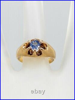 Antique 1800s $3400 1ct Natural NO HEAT Blue Sapphire 14k Yellow Gold Mens Ring