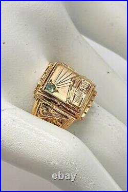 Antique 1920 $3000 Natural Alexandrite SUN EMPIRE 14k Yellow Gold Mens Ring Band