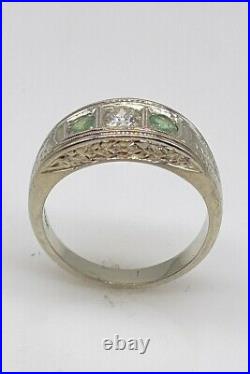 Antique 1920 $6000 1ct Diamond Natural Alexandrite 20k White Gold Mens Ring 10g