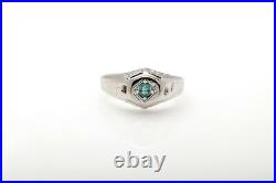 Antique 1920s. 20ct Natural Alexandrite 18k White Gold Mens Ring Band