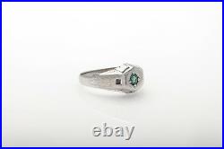 Antique 1920s. 20ct Natural Alexandrite 18k White Gold Mens Ring Band