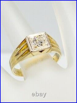 Antique 1920s $3000.60ct VS I Old Euro Diamond 14k Yellow Gold Mens Ring Band