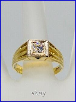 Antique 1920s $3000.60ct VS I Old Euro Diamond 14k Yellow Gold Mens Ring Band