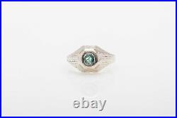 Antique 1920s $3400.50ct Natural Alexandrite 14k White Gold Mens Band Ring
