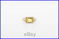 Antique 1920s $4000 3ct Natural Yellow Sapphire 10k White Gold Mens Ring Band