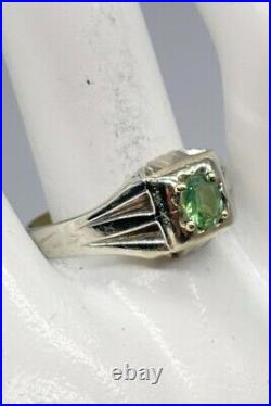 Antique 1920s $4000.65ct Natural Alexandrite 18k White Gold Mens Ring Band
