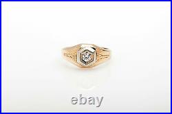 Antique 1920s. 40ct VS H Old Euro Diamond 14k Yellow Gold Mens Ring Band