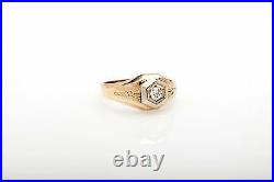 Antique 1920s. 40ct VS H Old Euro Diamond 14k Yellow Gold Mens Ring Band