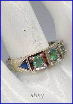 Antique 1920s $7000 2ct Natural Alexandrite Sapphire 18k White Gold Mens Ring