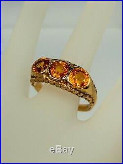 Antique 1930s DECO $5000 4ct Natural Yellow Sapphire 14k Gold Mens Ring Band